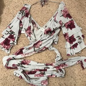 Floral wrap top